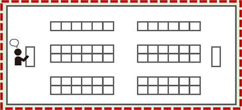 スライディングウォールを開けた演習室1 パターン2