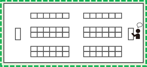 スライディングウォールを開けた演習室1 パターン3