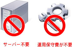 サーバー不要で簡単導入 運用保守費も不要
